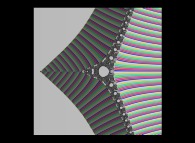Tridimensional display of the Z=Gamma(Z)iteration inside [-20.0,+20.0]x[-20.0,+20.0] (bird's-eye view) 
