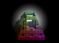 Une coupe 'pyramidale' dans l'éponge de Menger -itération 5-, 'Ô temps tes pyramides' -La bibliothèque de Babel (Fictions), un hommage à Jorge Luis Borges- 