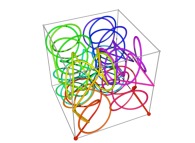 A Tridimensional Hilbert-like Curve defined with {X2(...),Y2(...),Z2(...)} and based on an 'open' 5-foil torus knot -iteration 2- 